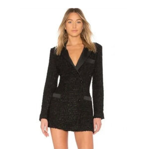 NBD Blazer Dress Jayla Metallic Thread Detail Satin Lapel Cocktail Party Holiday